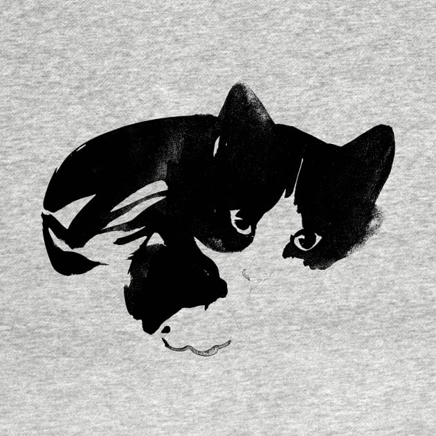 black and white cat by pechane